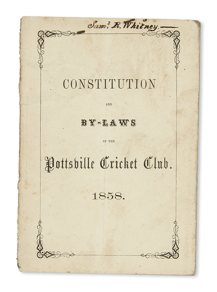 (SPORTS--CRICKET.) The Constitution and By-Laws, of the Pottsville Cricket Club . . .